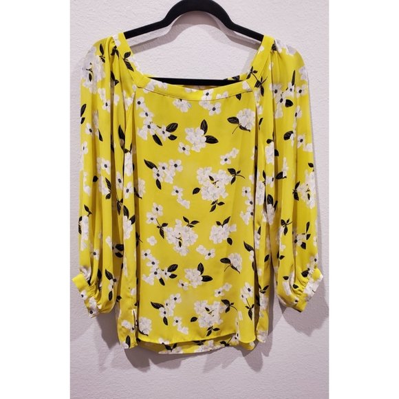 LOFT Tops - LOFT Yellow Floral Long Sleeve Blouse